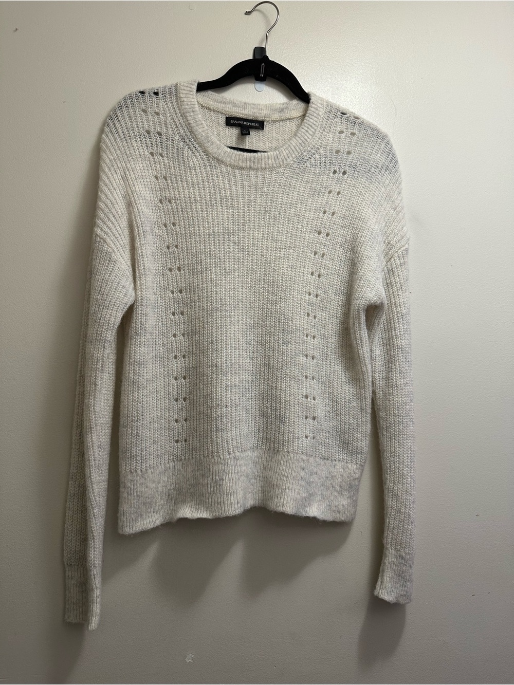 Banana Republic Sweater Women's Size L
Wool Alpaca Pointelle Knit Luxury Preppy